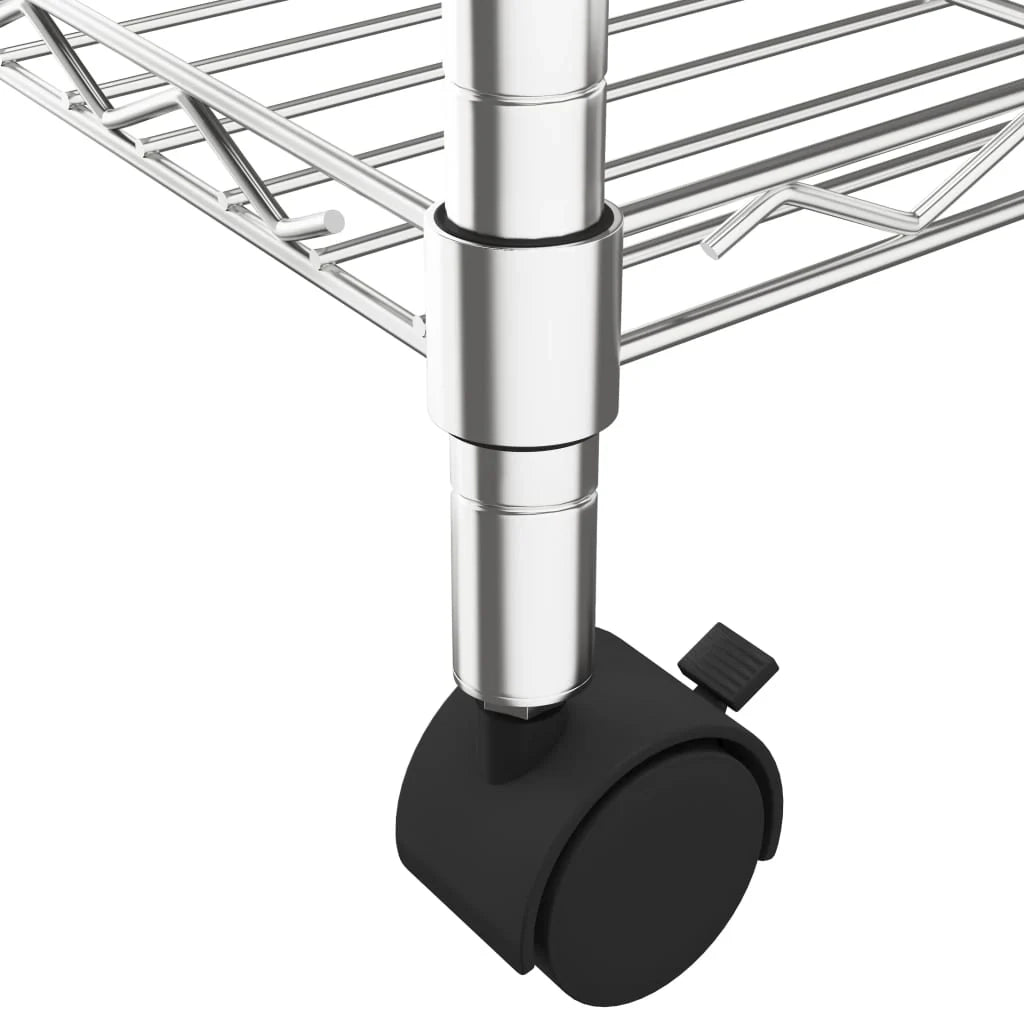 Scaffale portaoggetti a 5 ripiani con ruote 75 x 35 x 155 cm cromato 250 kg argento 02_0045701