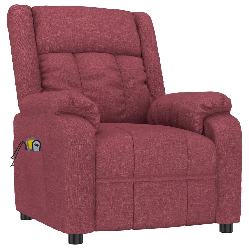 Poltrona Massaggiante Elettrica Rosso Vino in Tessuto 3143582