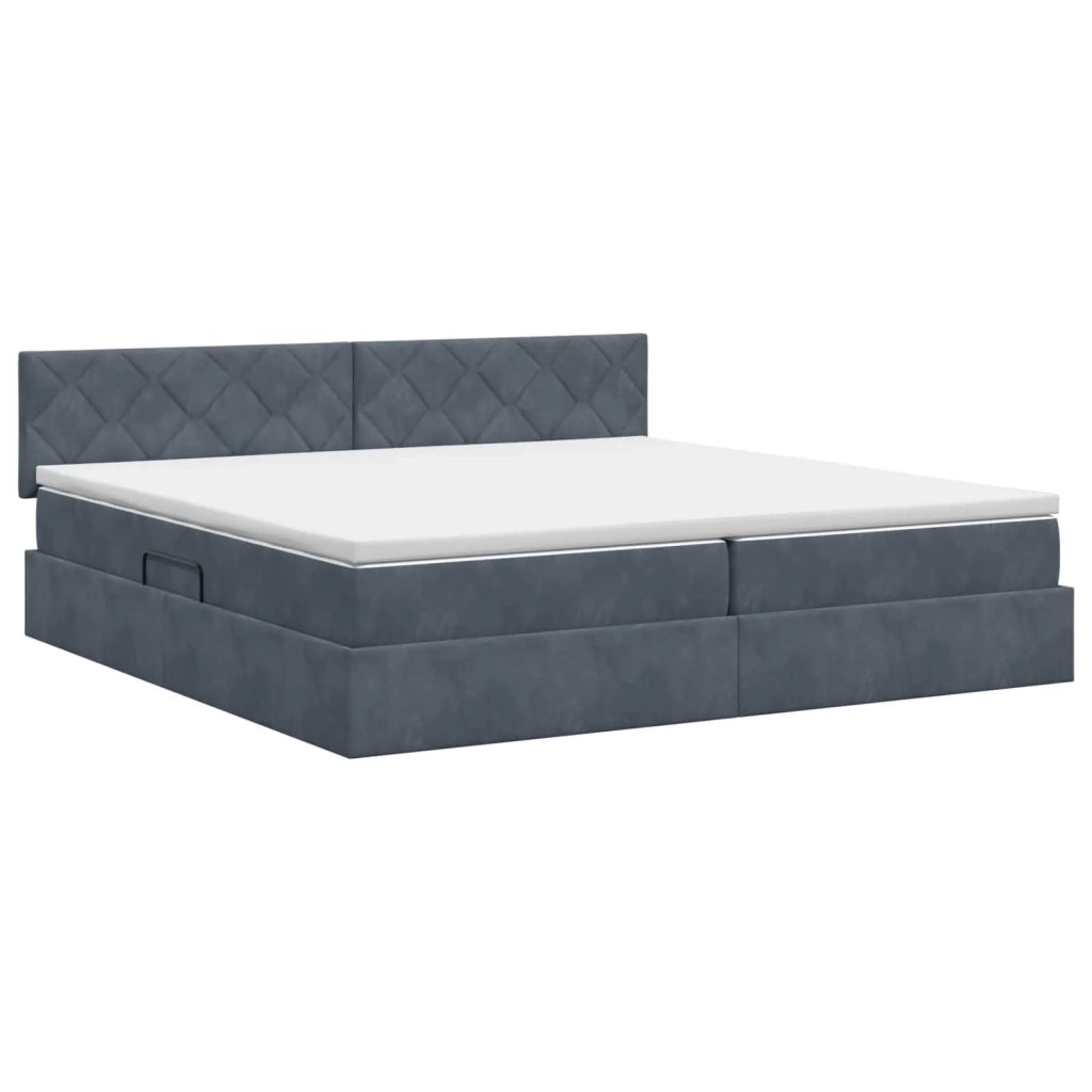 Letto con Contenitore Grigio Scuro 200 x 200 cm Velluto 3458890
