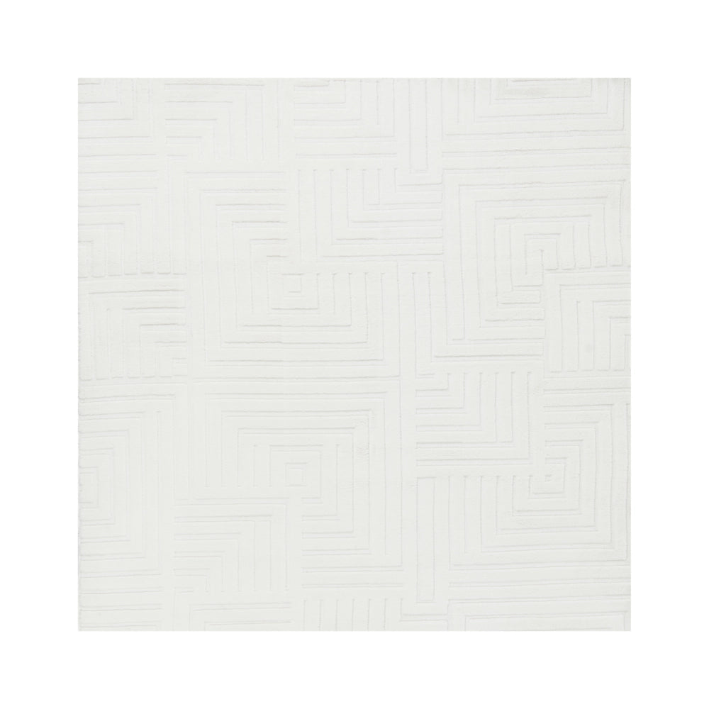 Tappeto da salotto rettangolare in jacquard, 160 x 160 cm, a pelo corto bianco sporco Stile Moderno