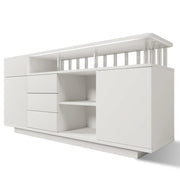Credenza con 4 cassetti; 2 ante e LED - per soggiorno - 160×40×75 cm - bianca