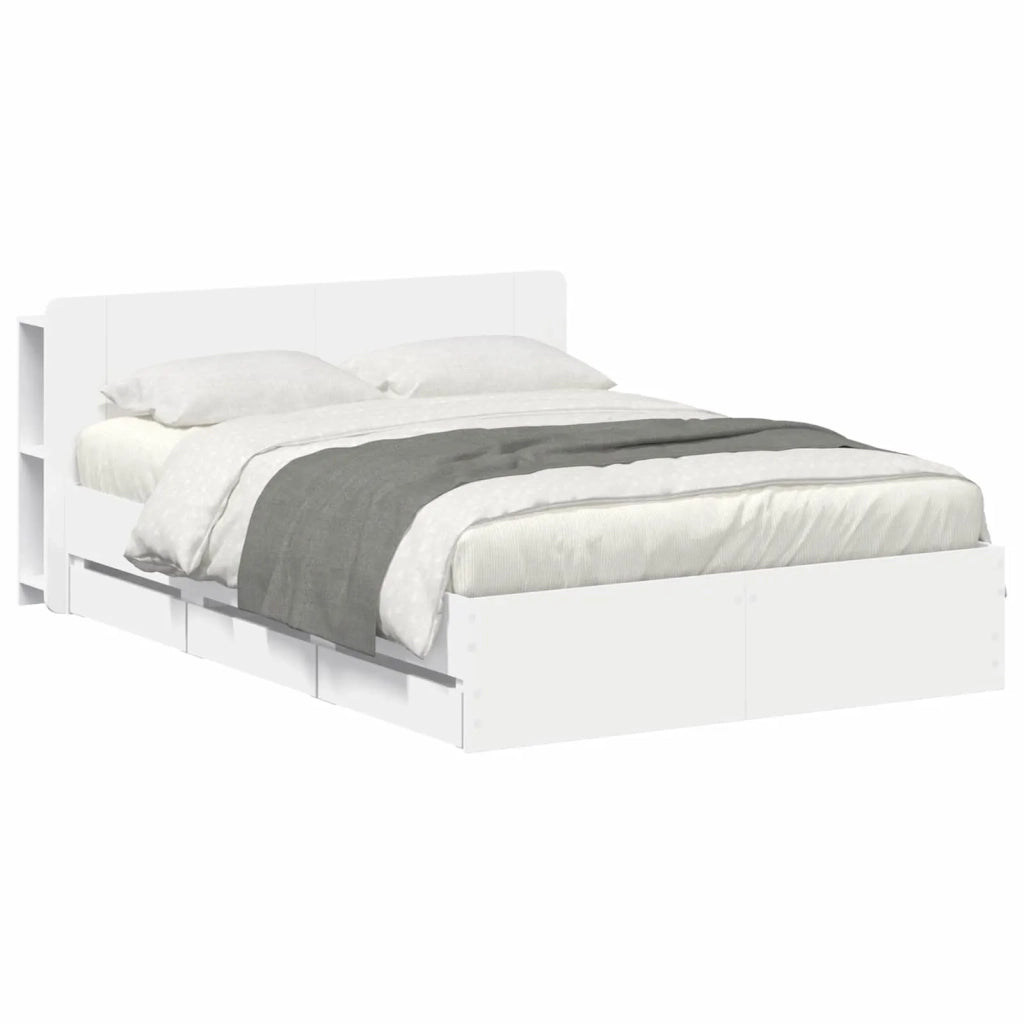 Struttura del letto con stoccaggio e testata Bianco 3433972