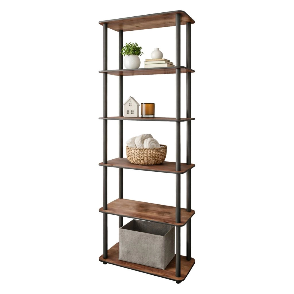 Biblioteca Nervina, Libreria 4 Ripiani, 60x30x173h cm Marrone Noce