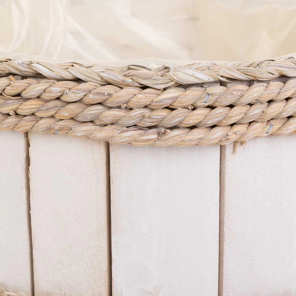 Cesto in legno e corda bianco d25x13/24h