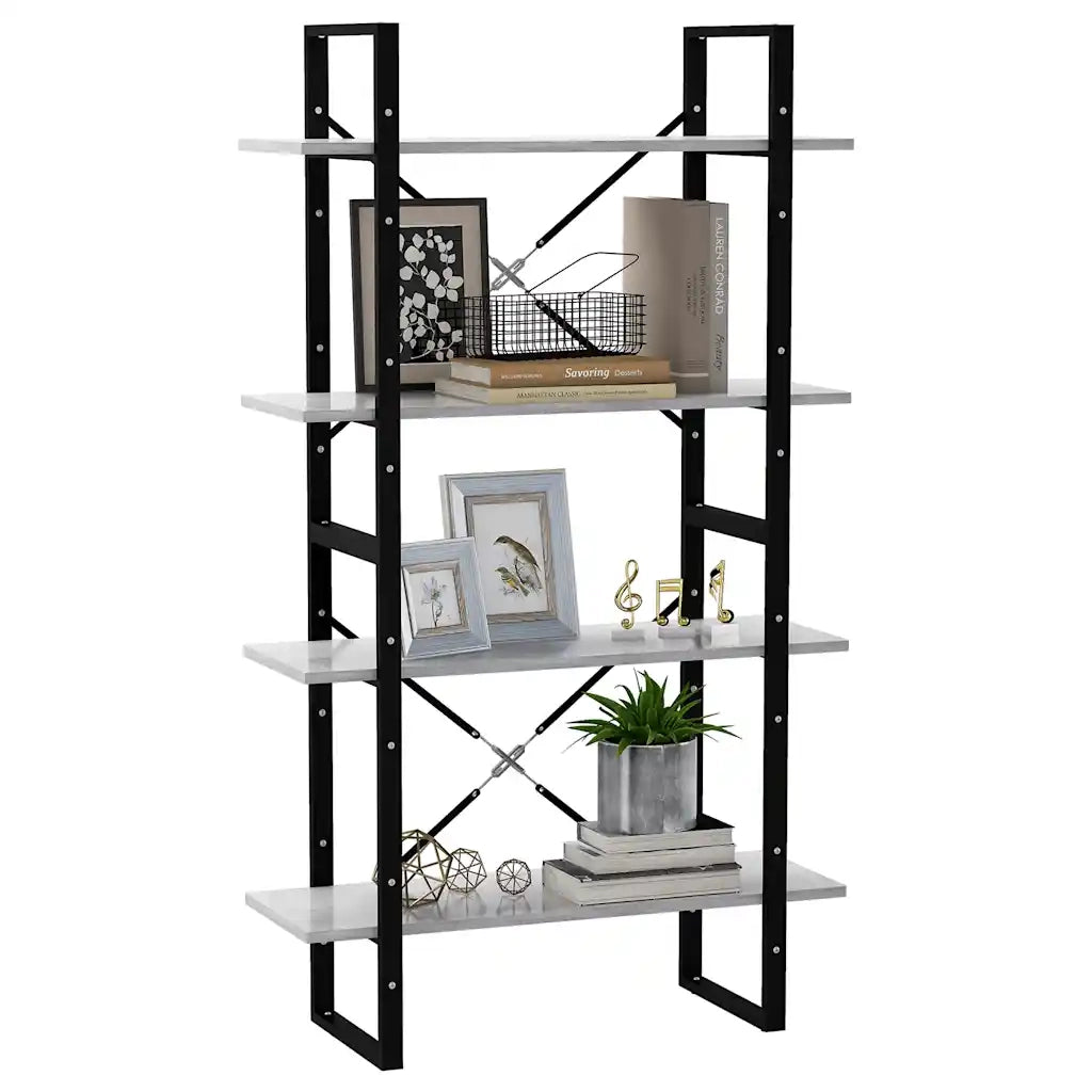 Libreria a 4 Ripiani Grigio Cemento 80x30x140 cm in Truciolato cod mxl 16486