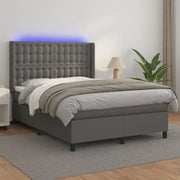 Giroletto Molle con Materasso e LED Grigio 140x200cm Similpelle 3139389