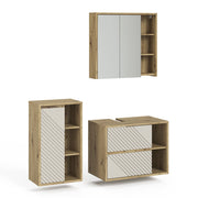Set mobili bagno Viola Rovere artigianale 3 parti Vicco