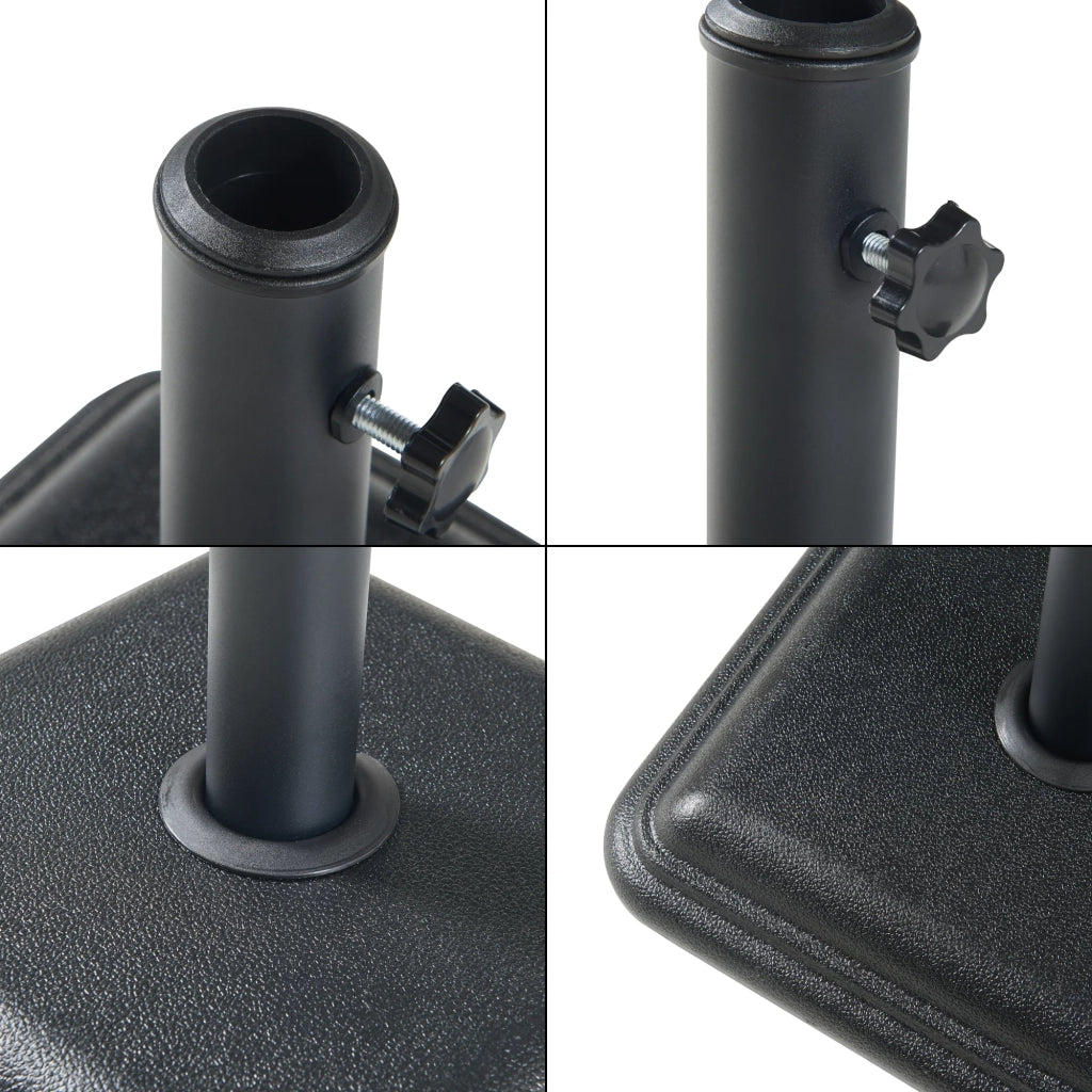 Base per ombrellone da giardino con adattatori 33 / 37 / 41 / 48 mm cemento 35 x 35 x 6 cm nero 03_0010249
