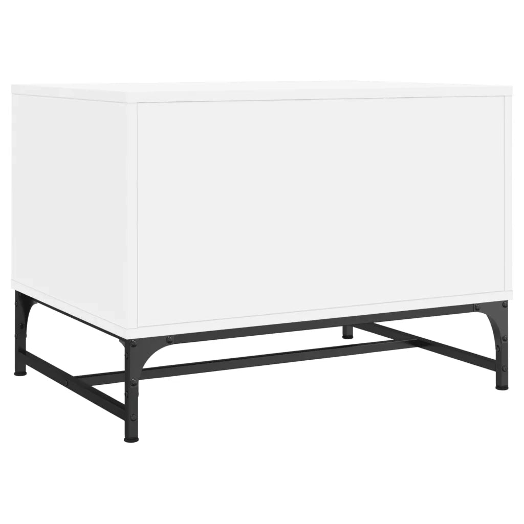 Tavolino da Salotto con Ante in Vetro-Tavolino da soggiorno Bianco 68,5x50x50 cm