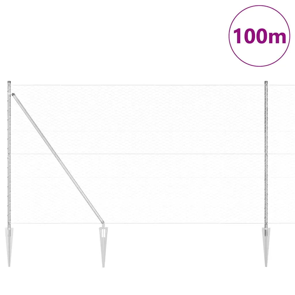 Palo della recinzione Argento 100 x 1,5 m (rete da 36 mm)