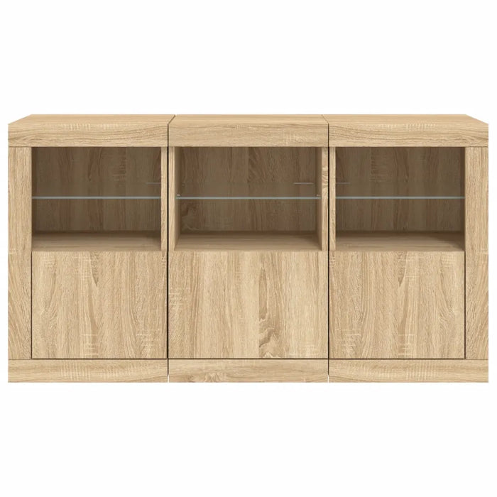 Credenza con Luci LED Rovere Sonoma 123x37x67 cm 3209060