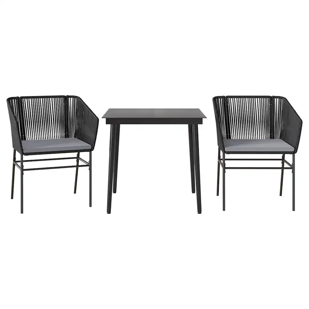 vidaXL Set da Pranzo da Giardino 3 pz con Cuscini Polyrattan Vetro