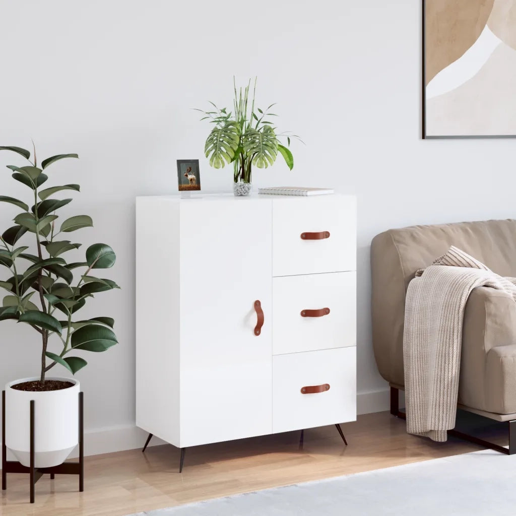 Credenza 69,5x34x90 cm in Legno Multistrato Bianco Lucido 827886