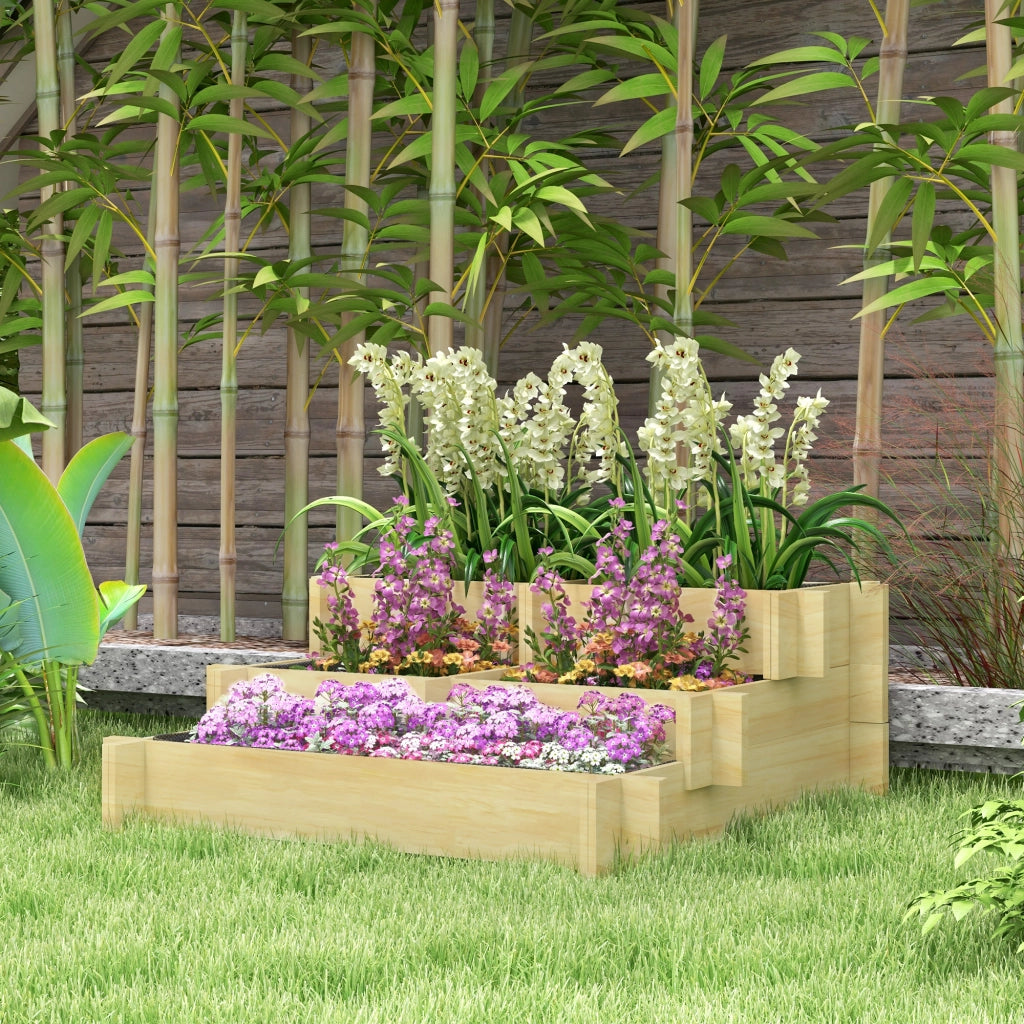 Hochbeet 3 Livelli ¨C zephmum ¨C Legno Naturale 93x93x35cm