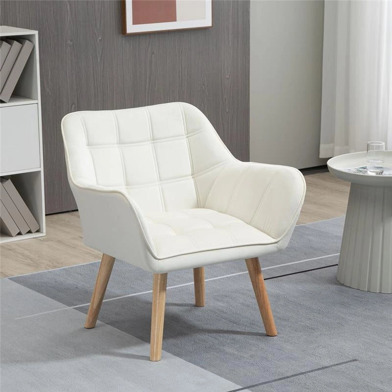 POLTRONA IN LEGNO ED EFFETTO VELLUTO 68.5 X 61 X 72.5 CM CREMA