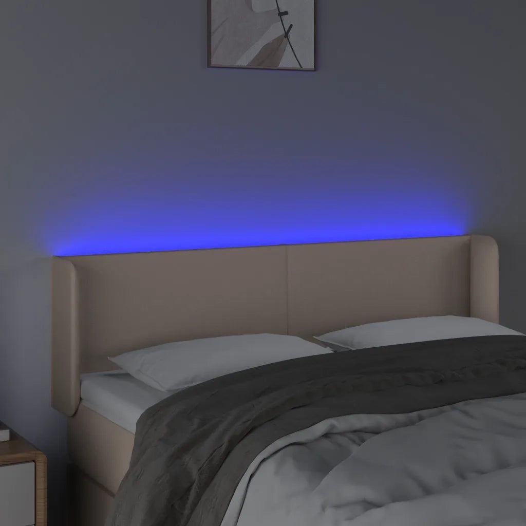Testiera Cappuccino a LED 147x16x78/88 cm in Similpelle
