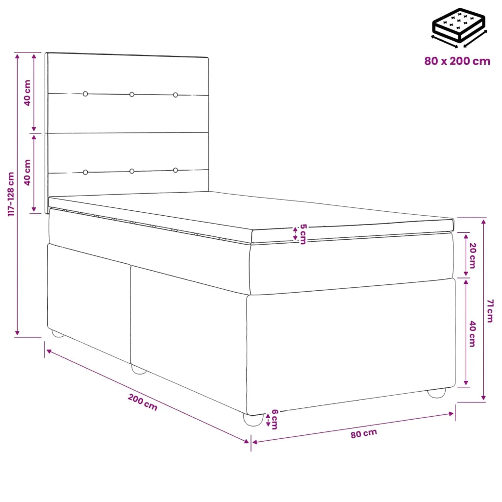 Letto box spring con materasso Verde Scuro 80 x 200 cm Velluto 3454496
