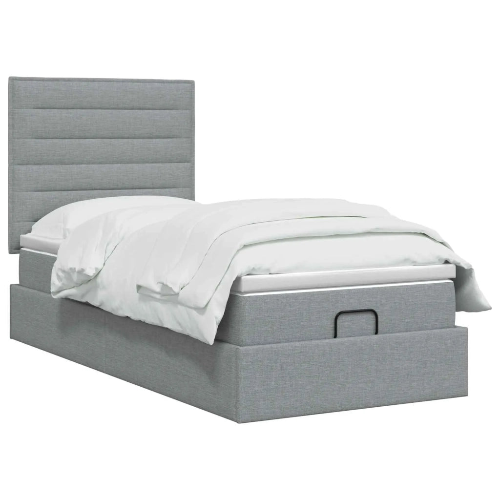 Letto ottomano con materasso Grigio Chiaro 100 x 200 cm Tessuto 3457383