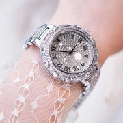 Trade Shop - Orologio Da Polso Per Donna Casual Analogico Moda Fashion Brillantini Silver -