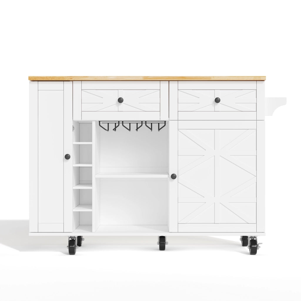 Isola Cucina con Piano Pieghevole e Ruote ¨C MINIMAL ¨C Bianco, 120x45x89 cm