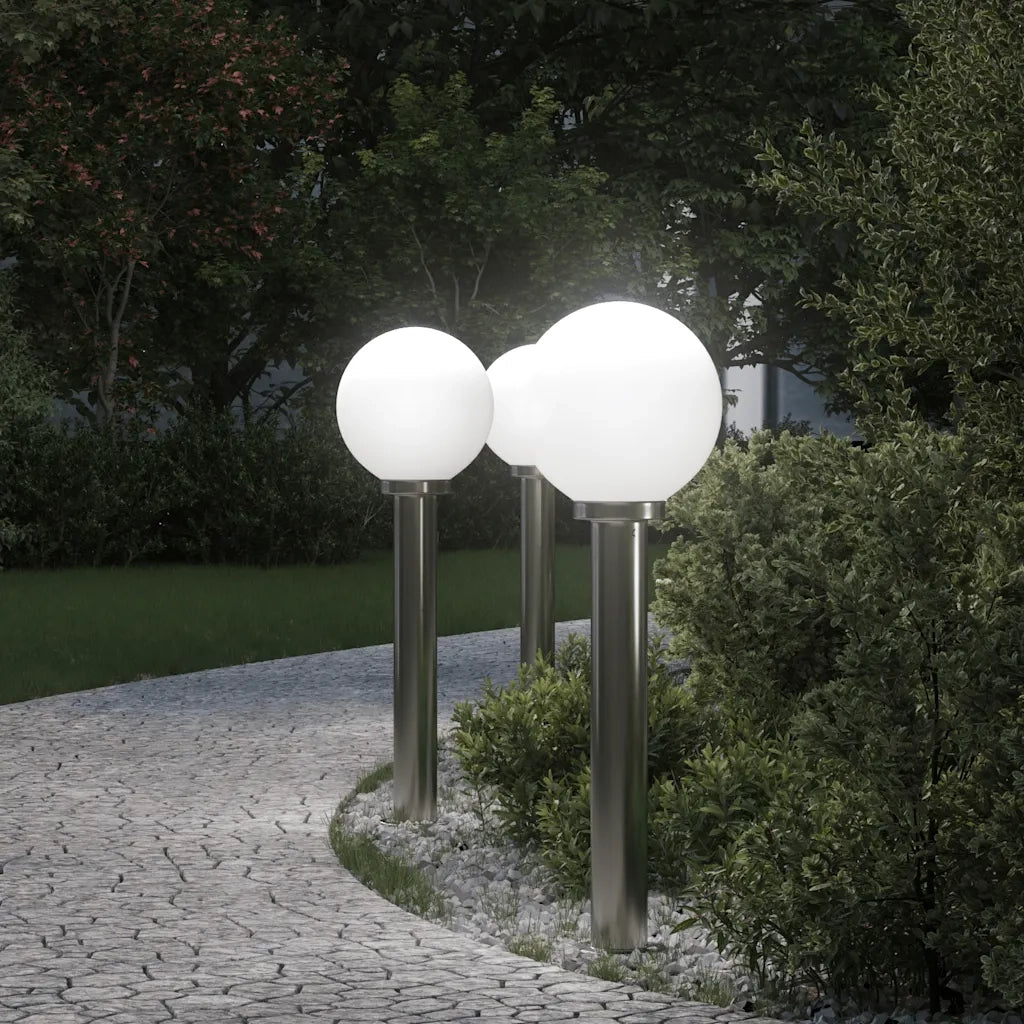 Lampioni a palo 3 pz 80 cm Acciaio Inox IP44 4006096