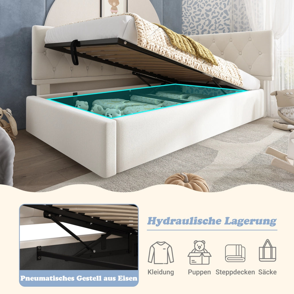 LETTO Contenitore 90x190 cm in velluto beige