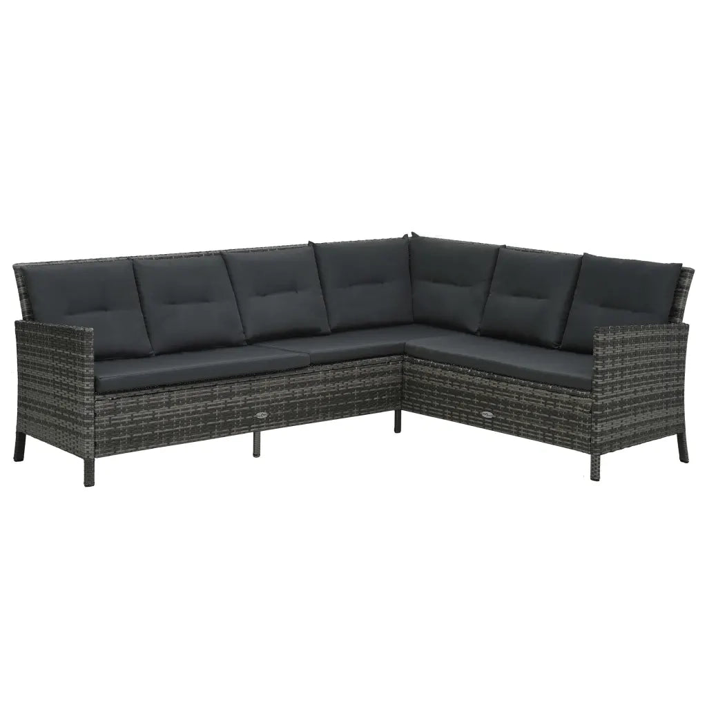 Set Divani da Giardino 3 pz con Cuscini in Polyrattan Grigio cod mxl 35153