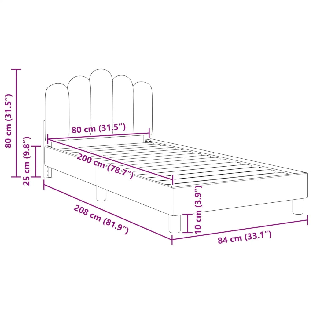 Struttura letto bambini con testata Rosa 80 x 200 cm Tessuto