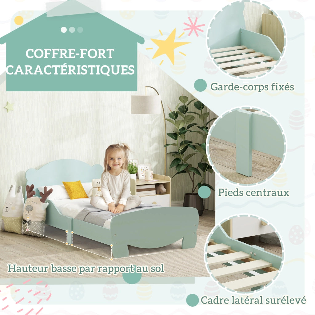 Letto a castello per bambini 70x140 cm con barriere di sicurezza ¨C zephmum ¨C verde