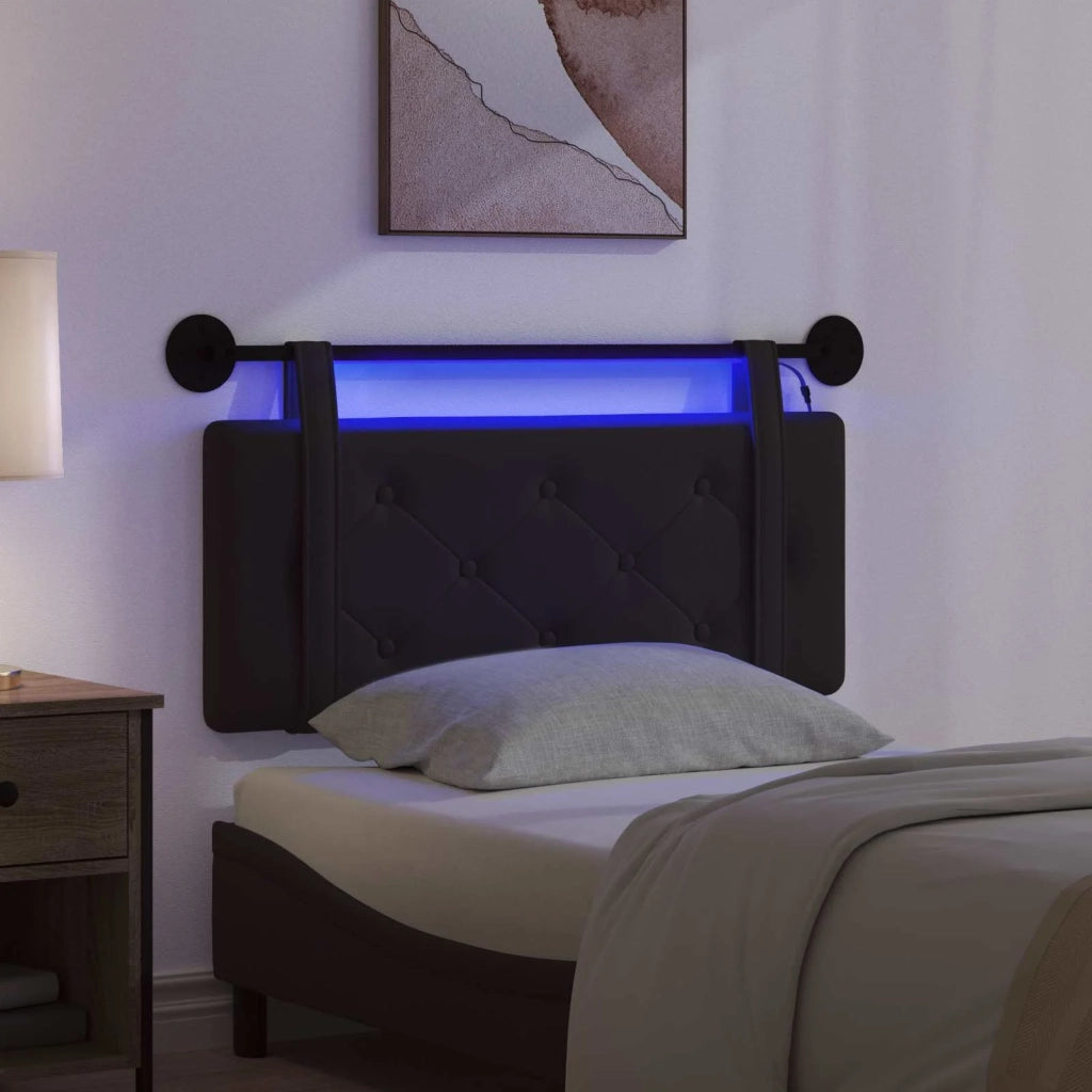 Testiera sospesa Con luce LED Nero Similpelle