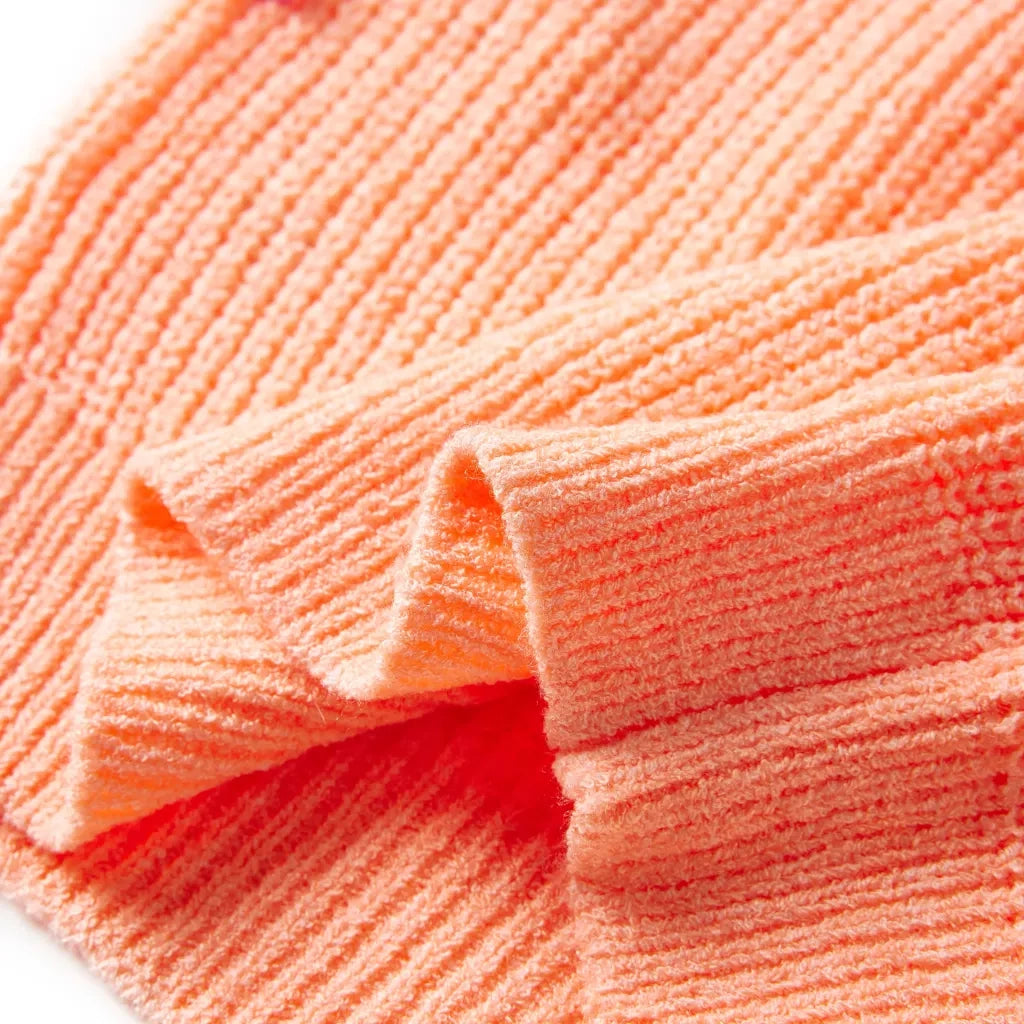 Maglione da Bambina Lavorato a Mano Arancione Brillante 140