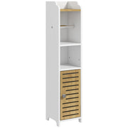 Mobile Bagno con Portarotolo e Ripiani ¨C Zephmum ¨C 18x20x90 cm Bianco e Rovere