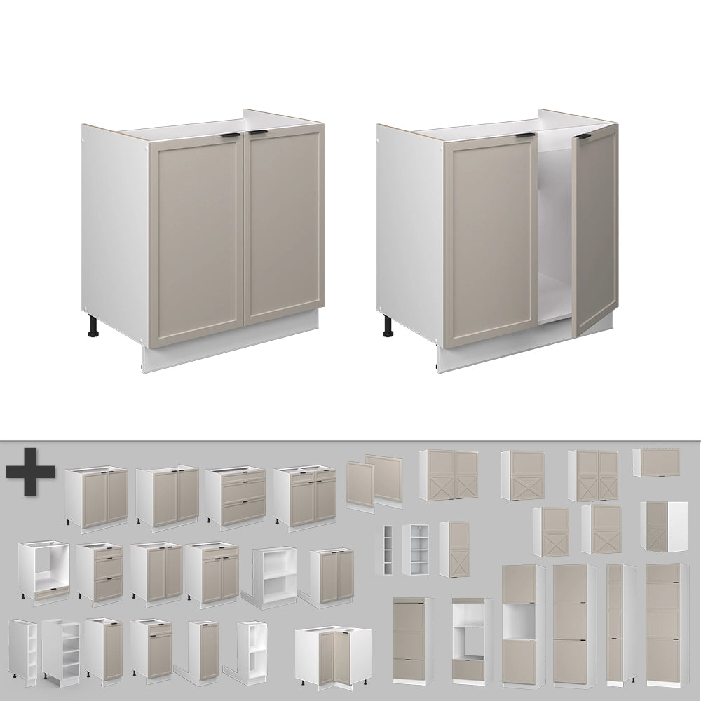 Vicco Mobile lavello cucina GrigioBeige 80 cm senza piano di lavoro