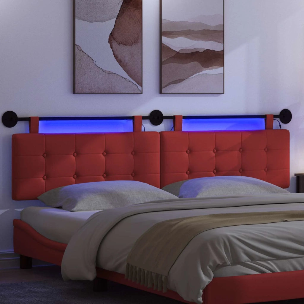 Testiera sospesa Con luce LED Rosso Similpelle