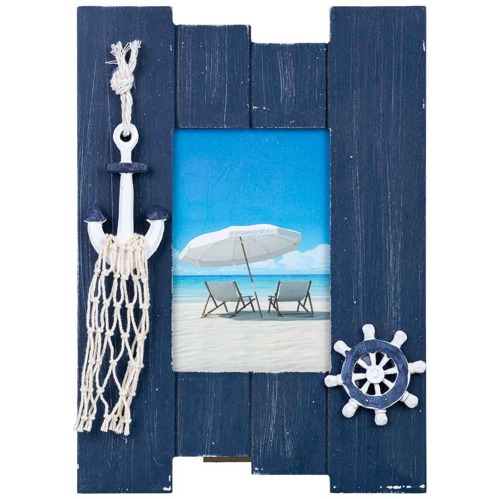 Cornice portafoto in legno blu 20x2x28h cm