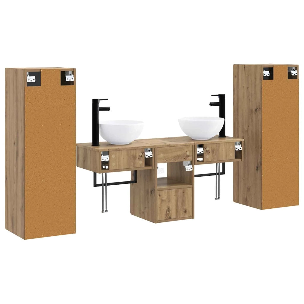 Set di mobili per il bagno 5 pz Rovere Artigianale 3405972