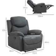 Poltrona reclinabile 150° in poliestere grigio scuro