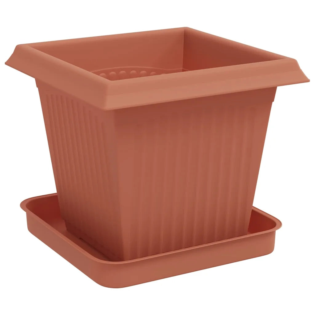 Fioriere | Cassetta per fiori | Vasi per Piante 24 pz Rosso Mattone 16 x 16 x 14 cm Plastica