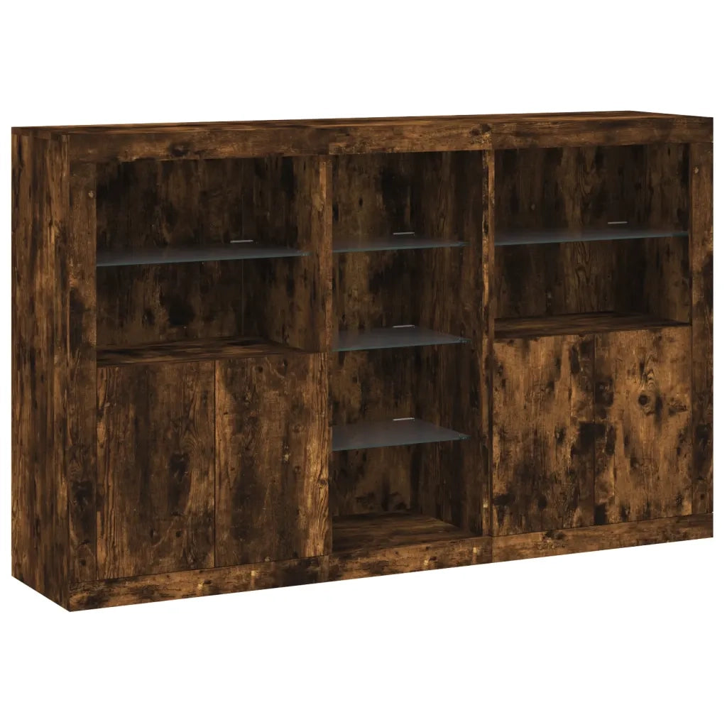 Credenza con Luci LED Rovere Fumo 162x37x100 cmcod mxl 85893