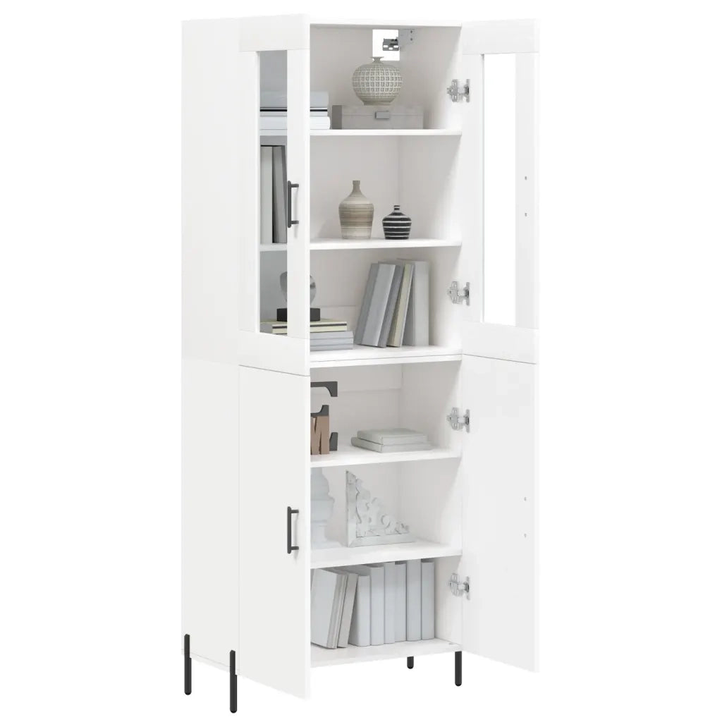Credenza-Buffet-Armadio da cucina Bianca 69,5x34x180 cm in Legno Multistrato 562626