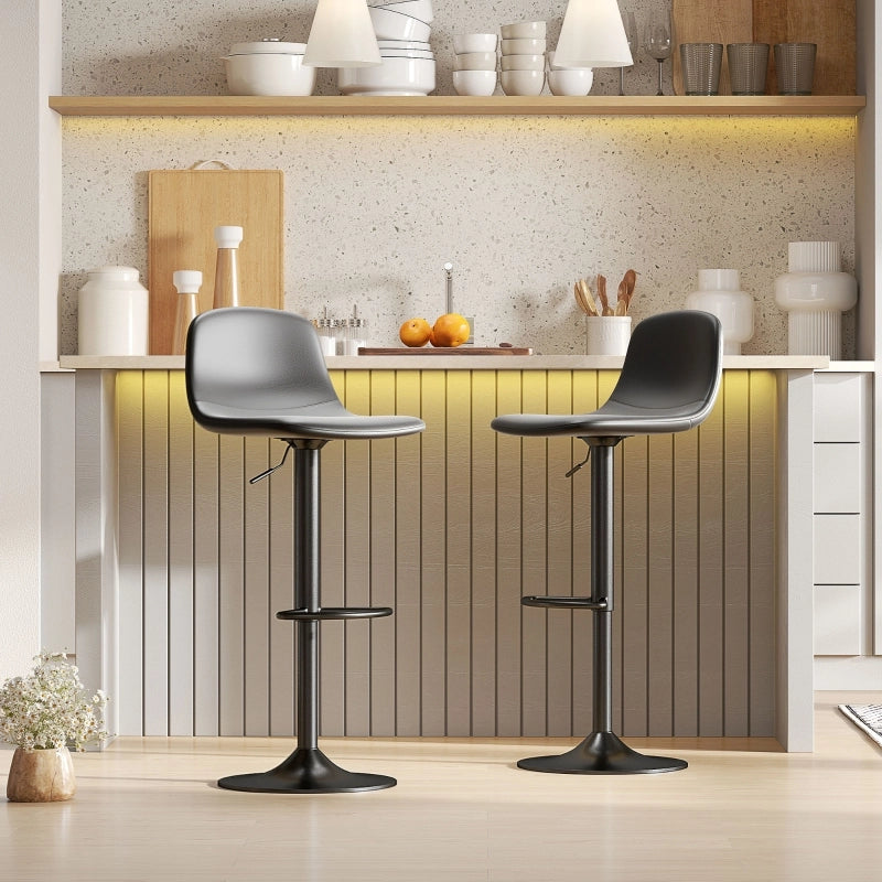 SGABELLO BAR Set da 2 pezzi Altezza regolabile 58-78 cm Nero