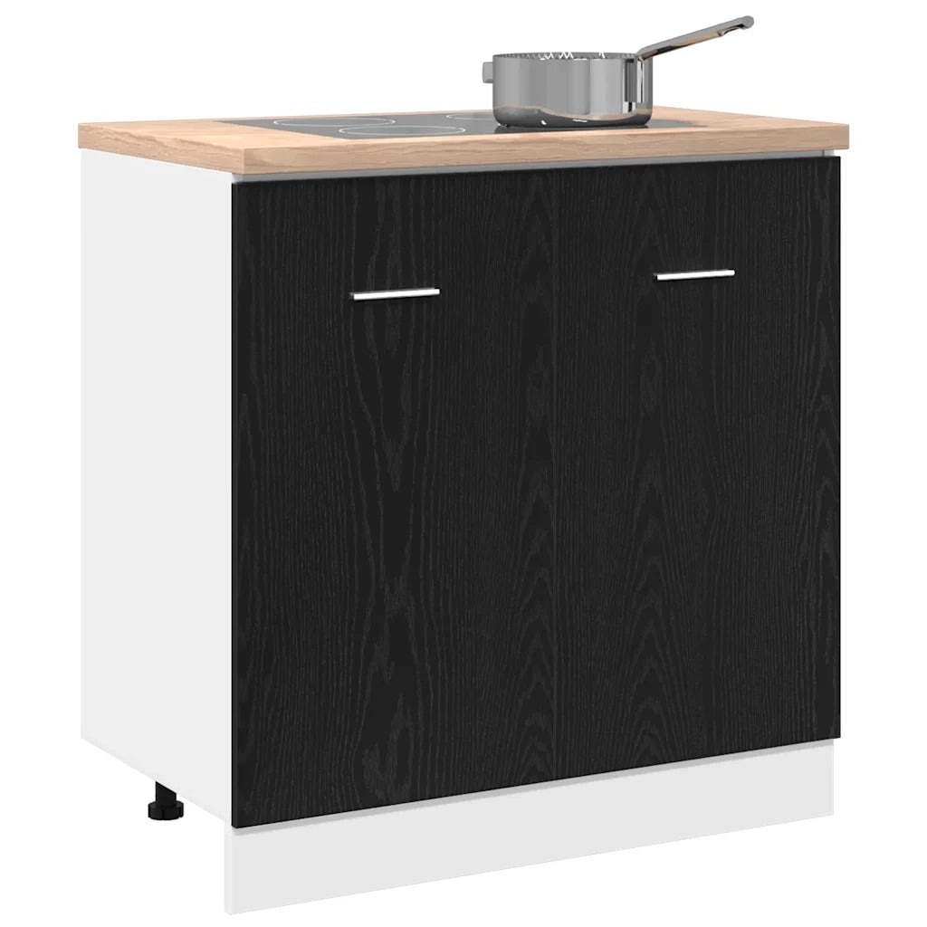 Mobile Sotto Lavello Rovere Nero 80x46x81,5 cm Legno Ingegnerizzato 863227