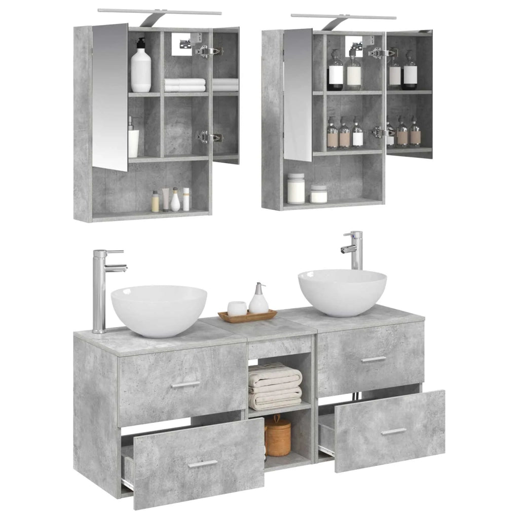Set di mobili per il bagno 5 pcs Grigio Cemento 3406722