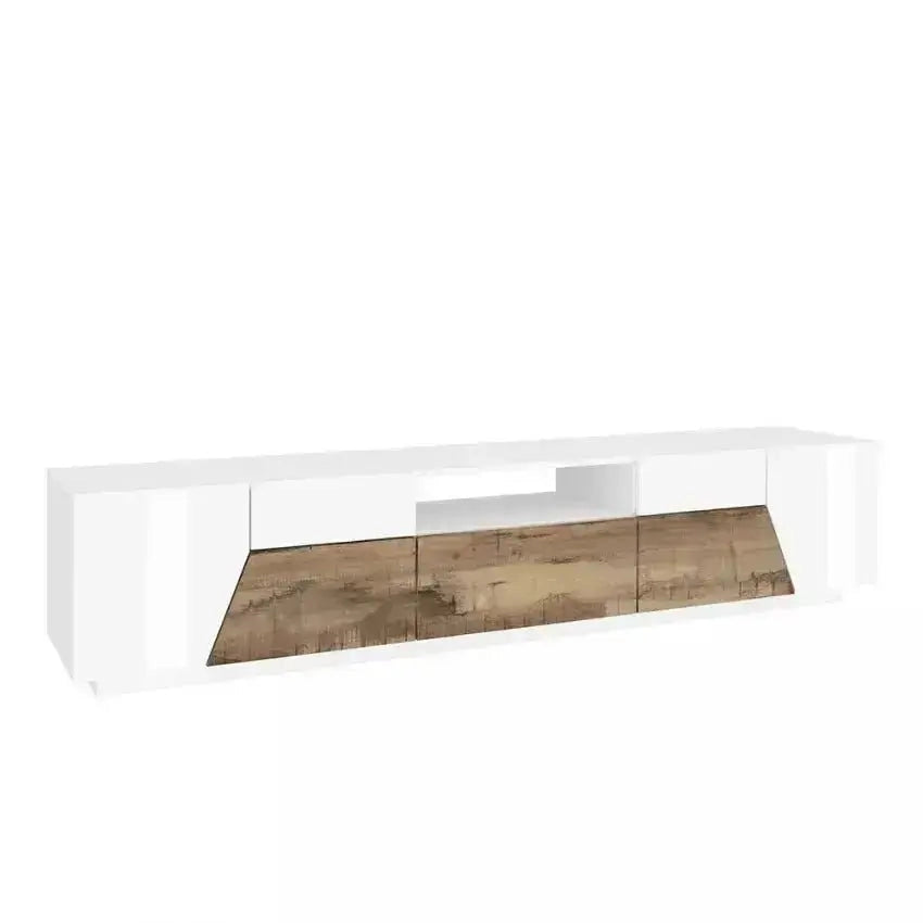 Credenza Alien Lowboard 220,1 x 43 x 46 cm - Bianco Laccato e Acero Pereira