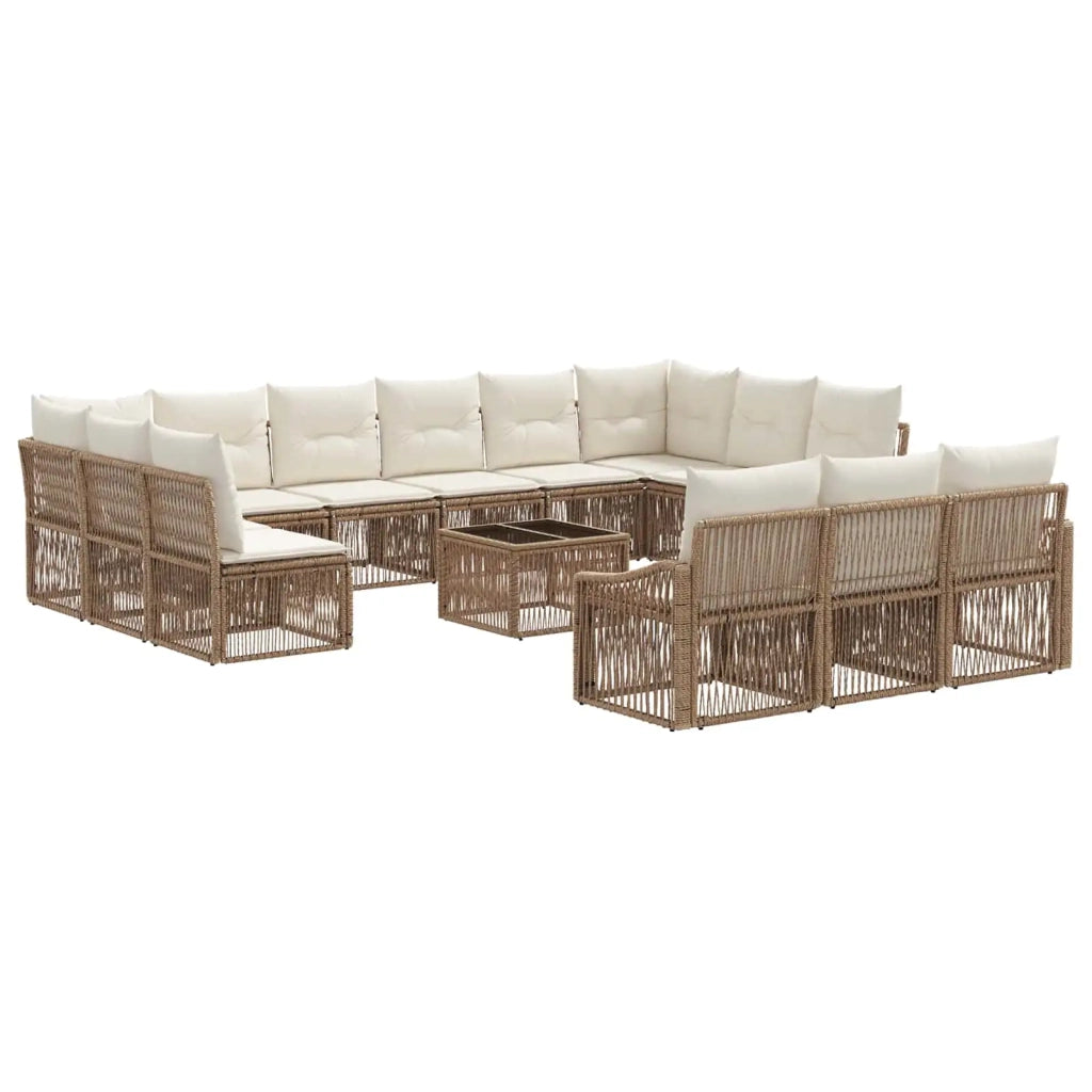 Set Divano da Giardino 14 pcs Beige polyrattan 3436161