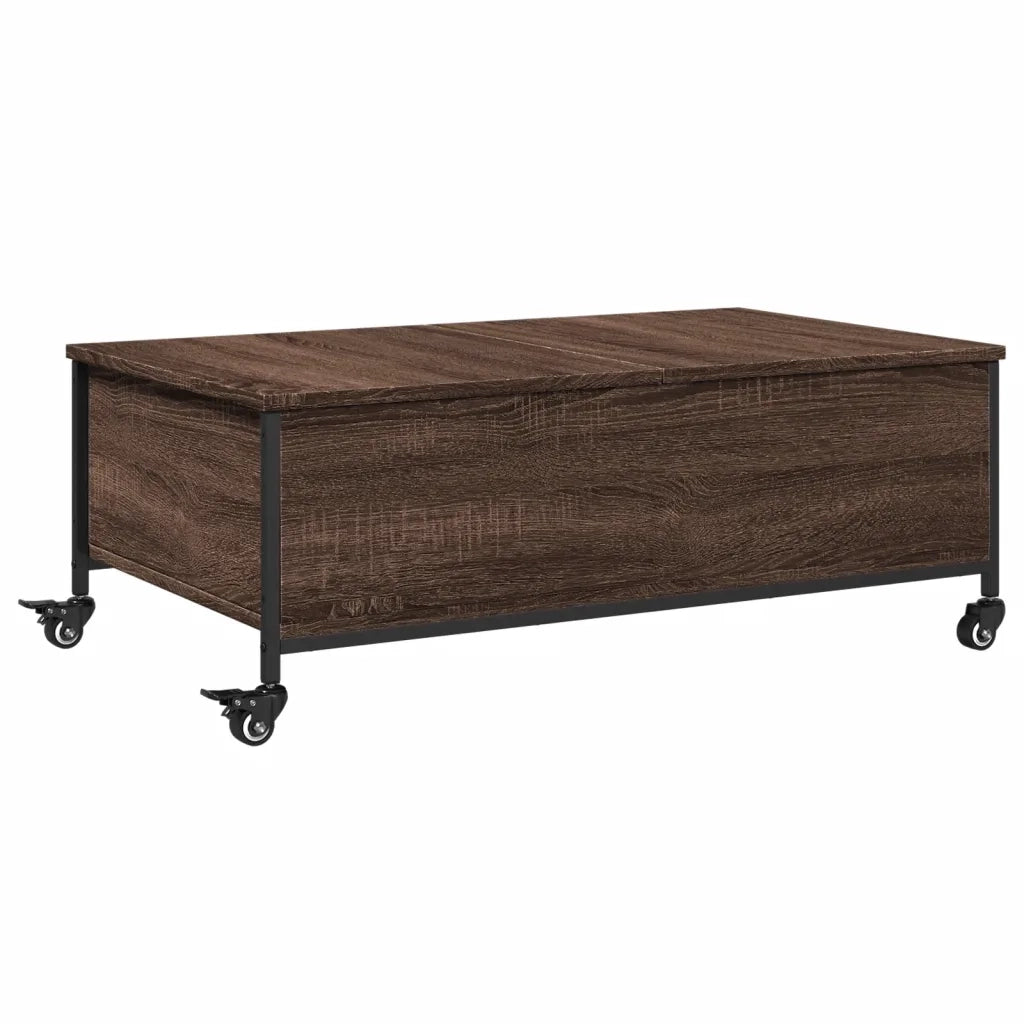 Tavolino con Ruote Rovere Marrone 91x55x34 cm Legno Multistrato 842300