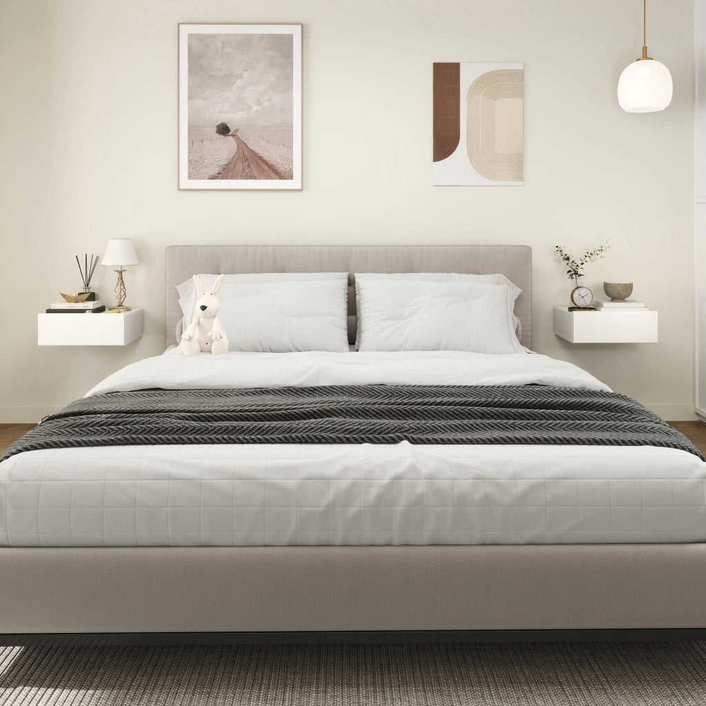 Comodino a sospensione con cassetto ¨C zephmum ¨C 40x30x15 cm bianco