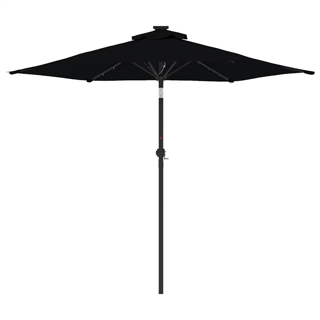 vidaXL Ombrellone Giardino con LED Palo Acciaio Nero 225x225x212 cm