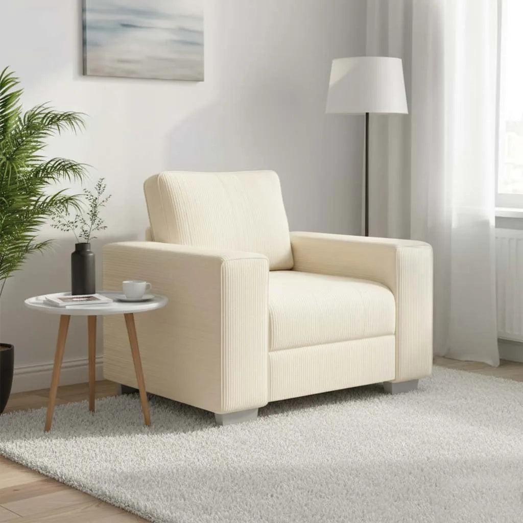 Divano Sedia Crema 60 cm Tessuto di Velluto a Coste