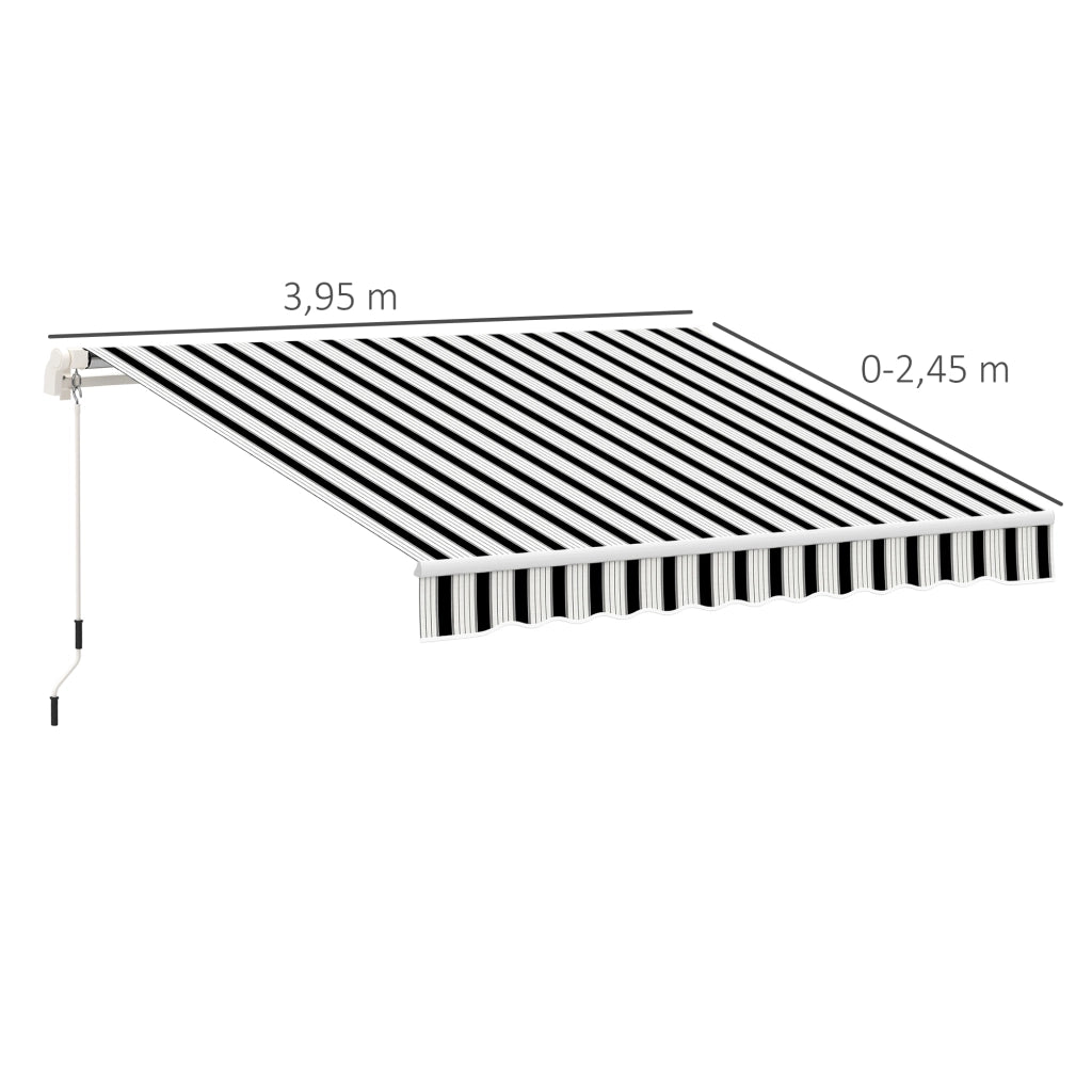 Tenda da sole retrattile a manovella ¨C zephmum ¨C blu e bianco, 395x245x350 cm